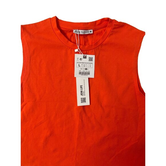 Zara Orange Cropped Muscle Tank Top - Picture 2 of 3